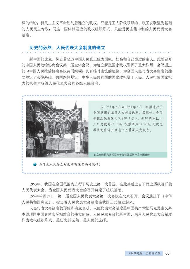 历史的必然:人民代表大会制度的确立