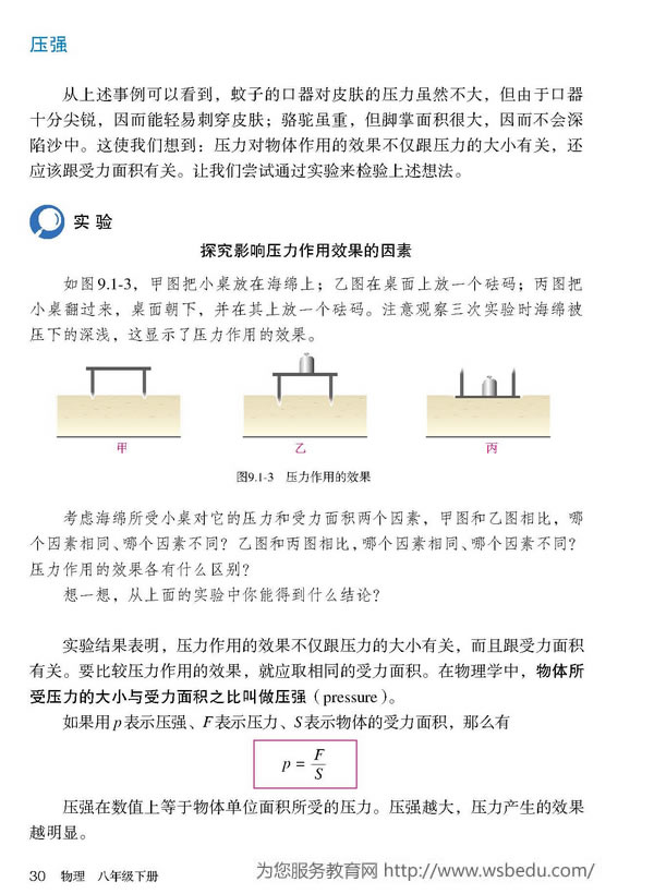 影响压力作用效果的因素