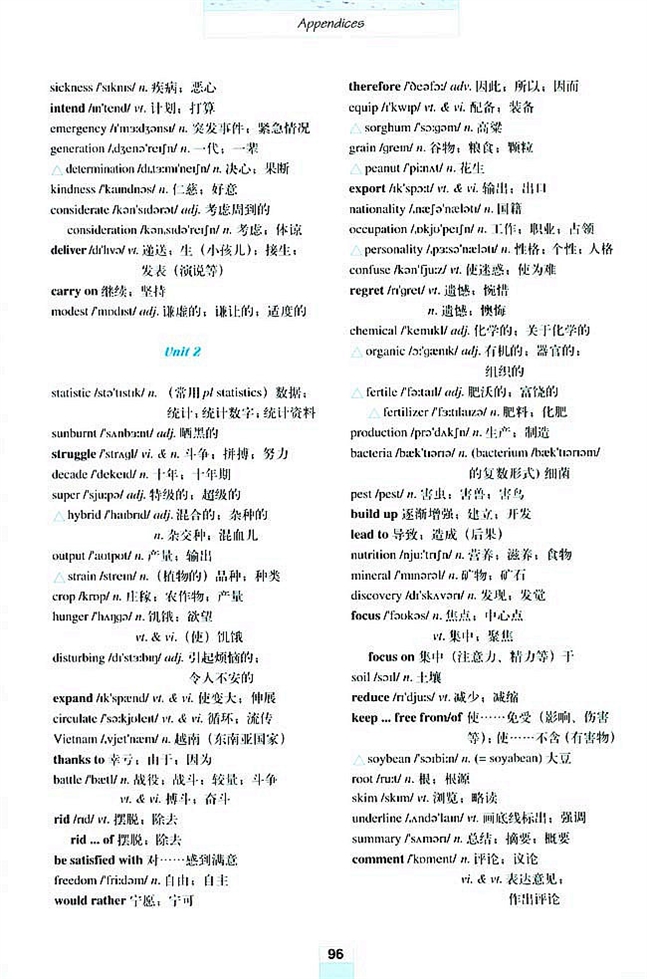Words and expressions in each unit各单元生词和习惯用语