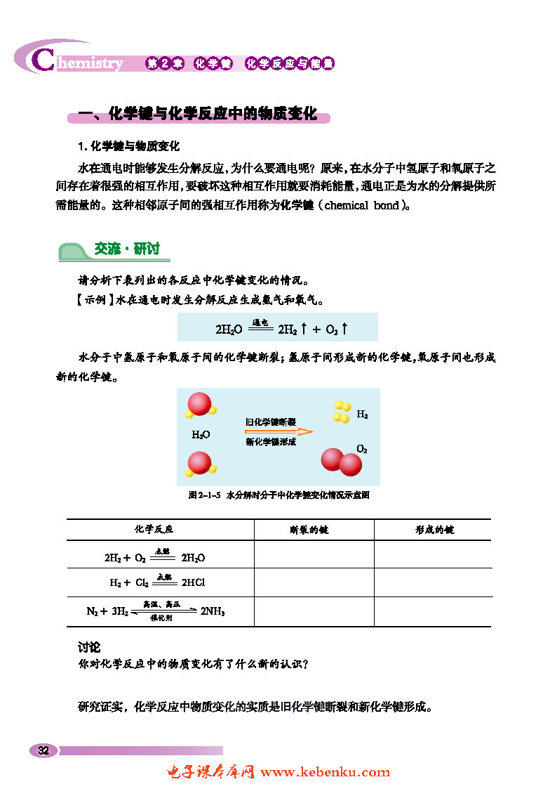 第1节 化学键与化学反应(2)