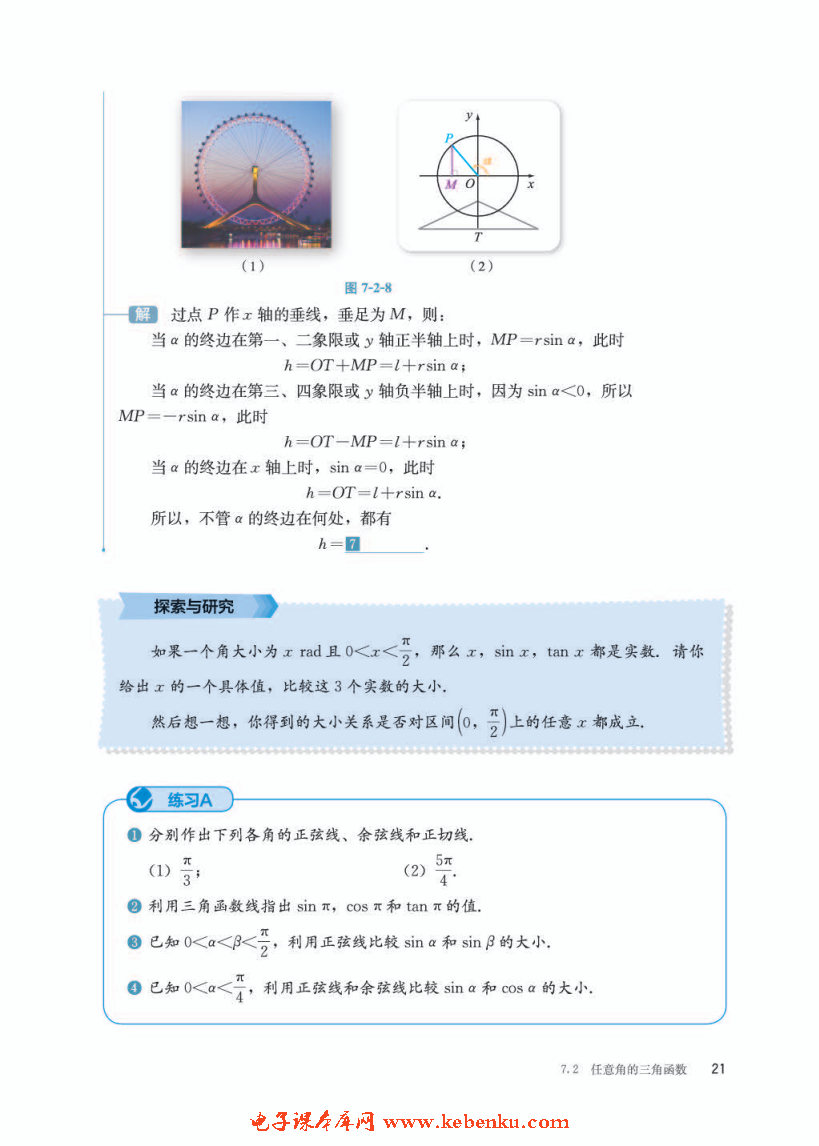 「7」.2.2 单位圆与三角函数线(4)