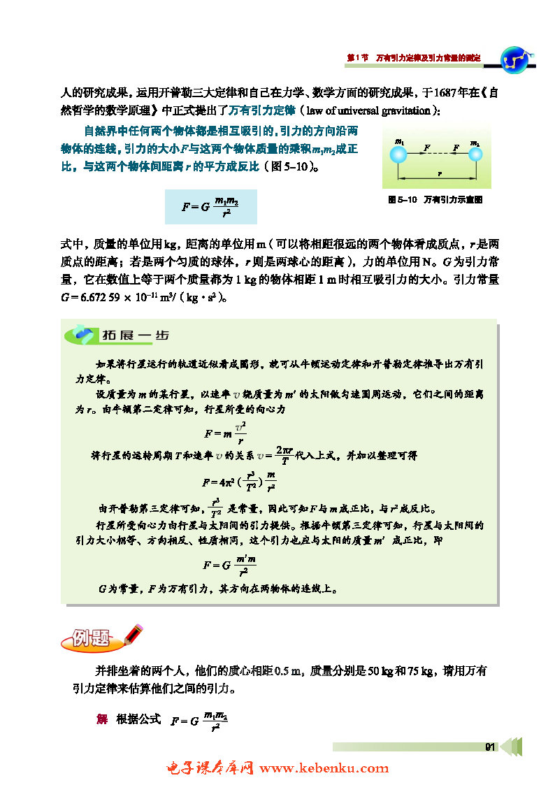 第1节 万有引力定律及引力常量的测定(4)