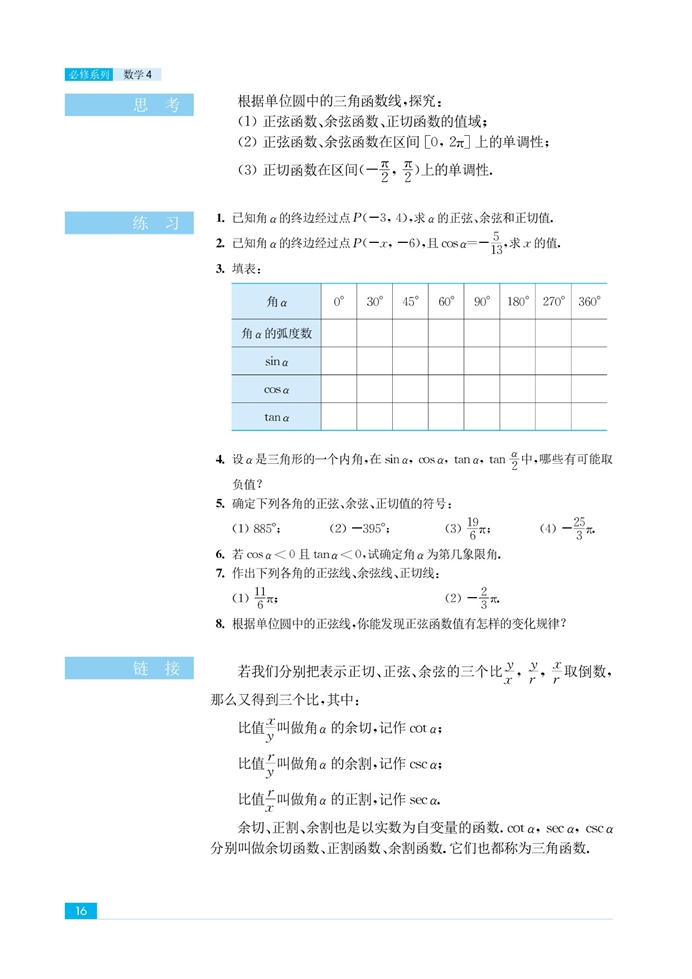 「1」.2 任意角的三角函数(5)