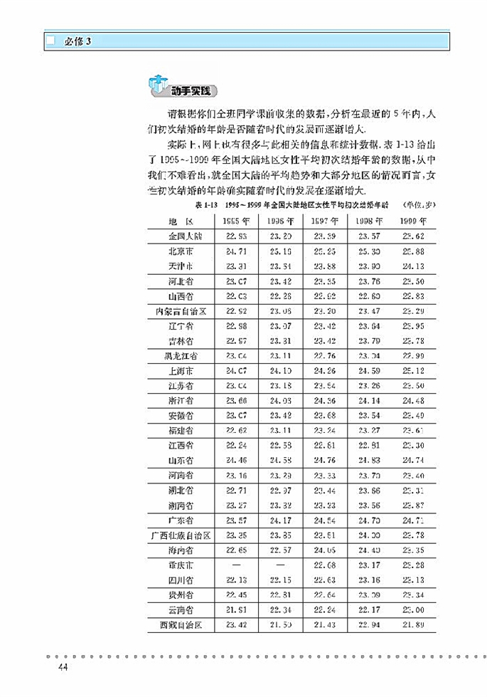 统计活动结婚年龄的变化(3)