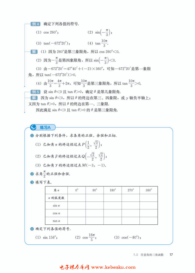 「7」.2.1 三角函数的定义(3)