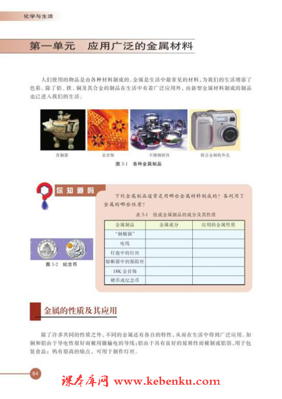 第一单元 应用广泛的金属材料