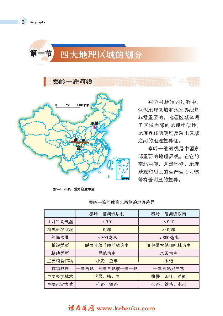 第一节 四大地理区域的划分