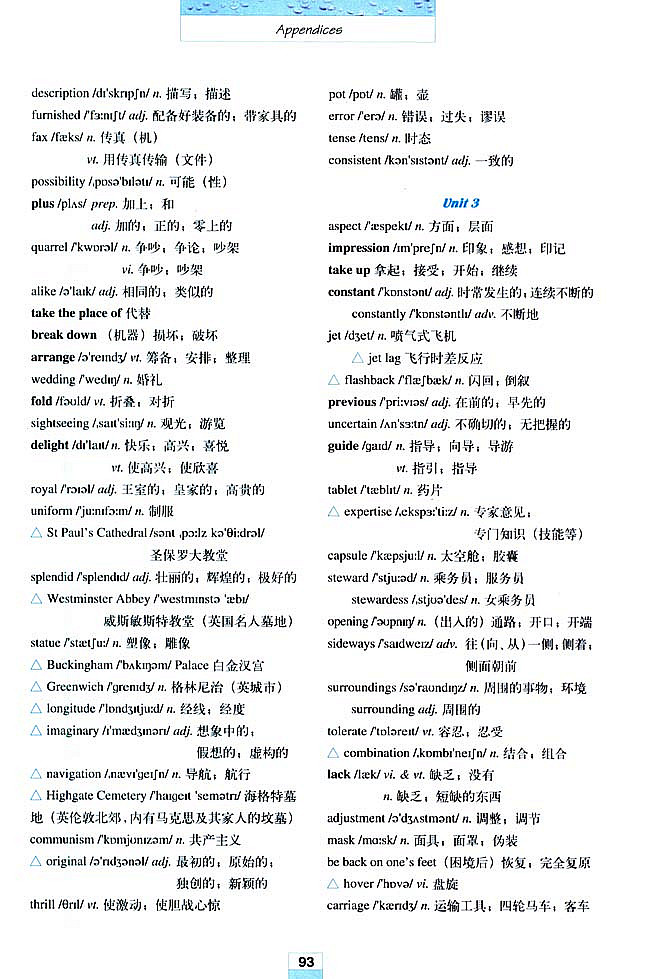 Words and expressions in each unit各单元生词和习惯用语(3)