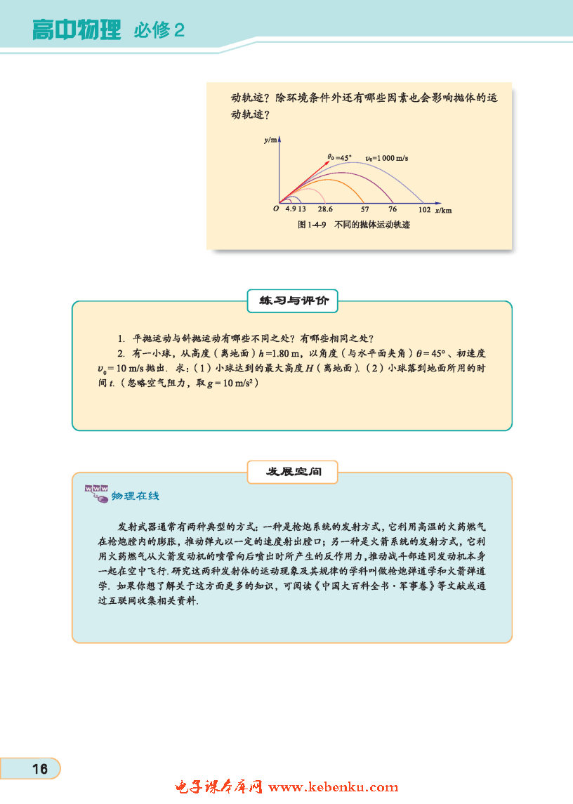 「4」. 斜抛运动（选学）(4)