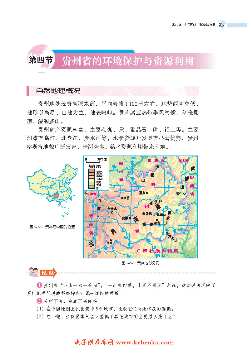 第四节 贵州省的环境保护与资源利用