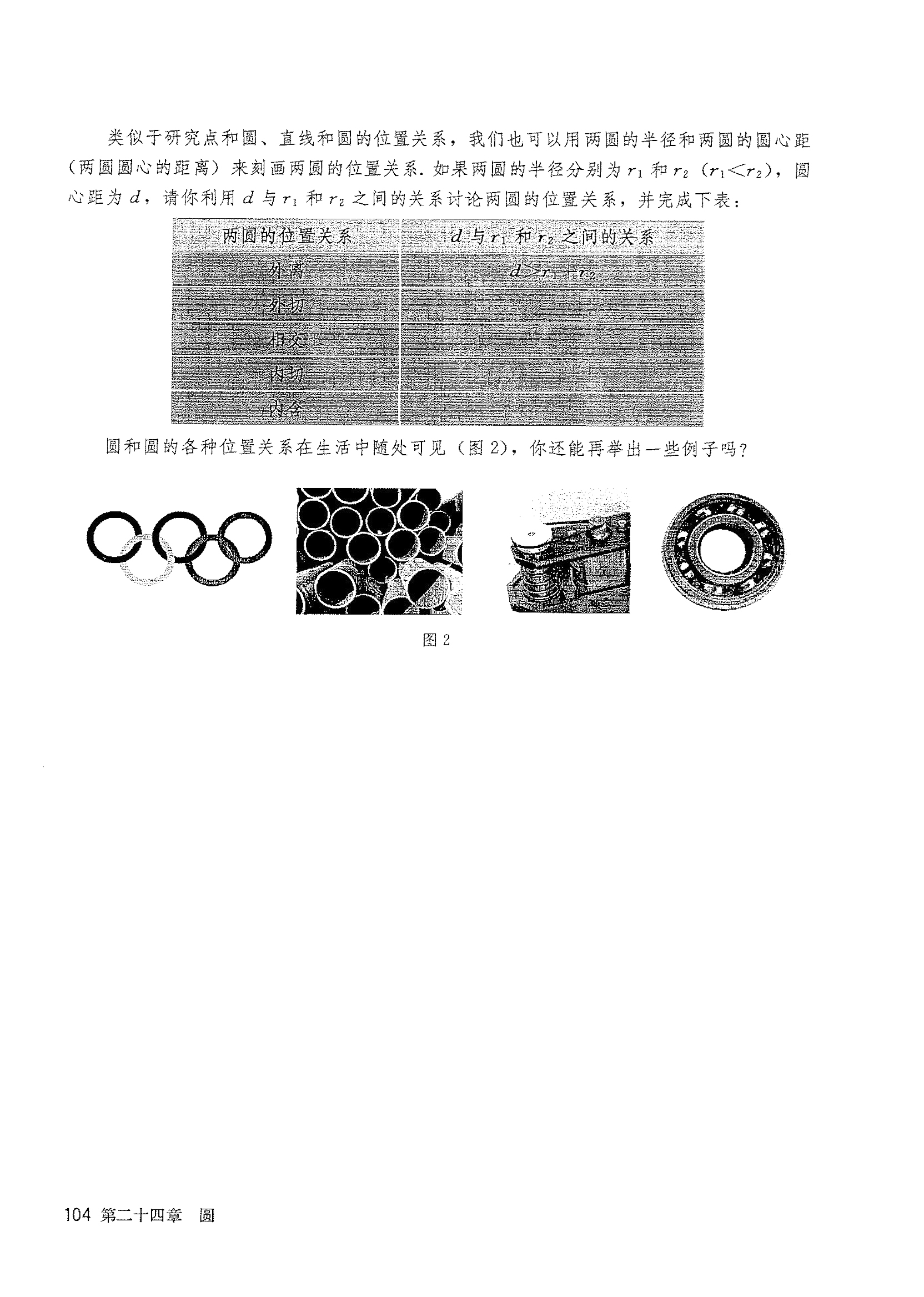 实验与探究 圆和圆的位置关系(2)