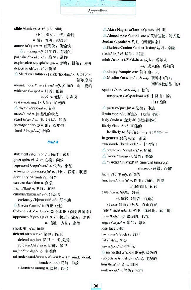 Words and expressions in each unit各单元生词和习惯用语(3)