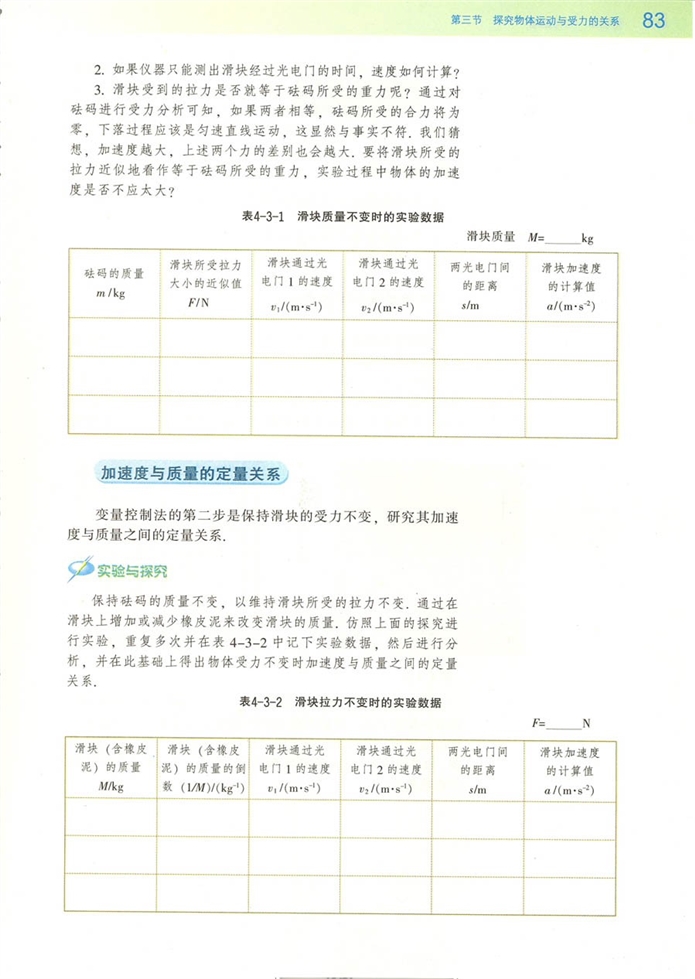 探究物体运动与受力的关系(2)