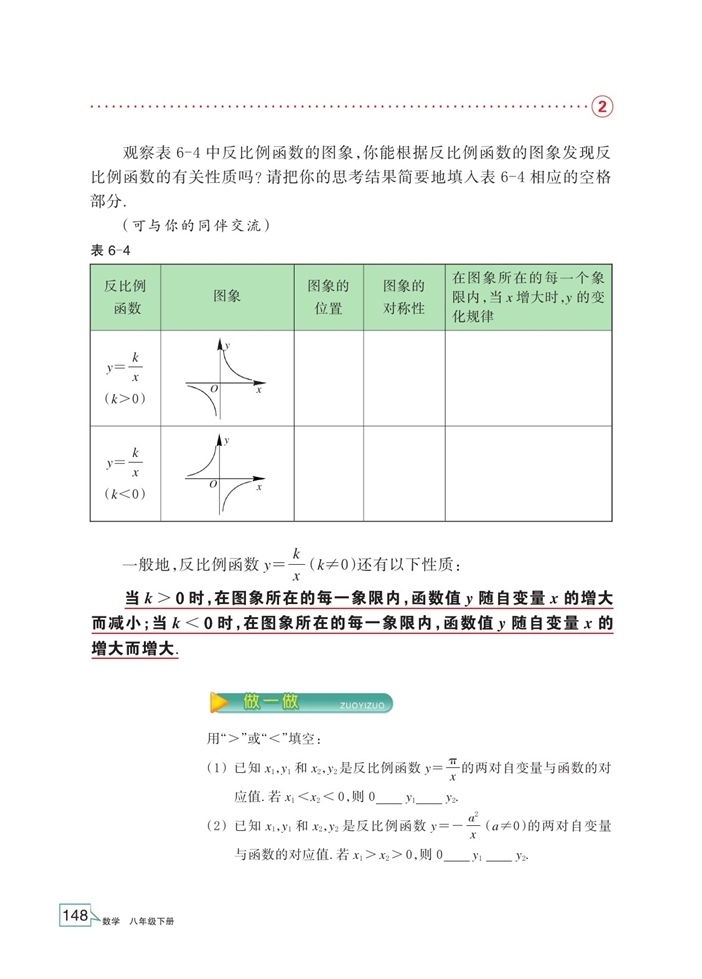 「6」.2 反比例函数的图像和性质(5)