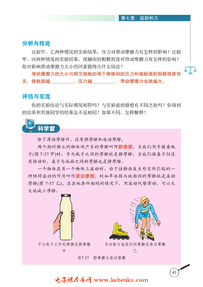 六、学生实验：探究——摩擦力的大小与(3)