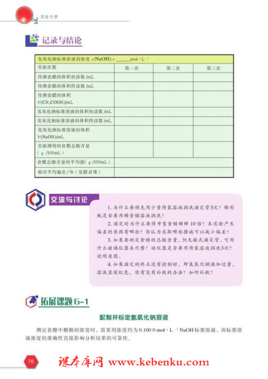 课题1 食醋总酸含量的测定(5)