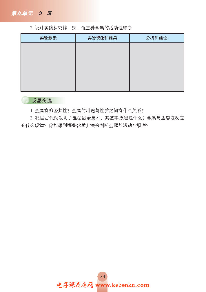 到实验室去 探究金属的性质(3)