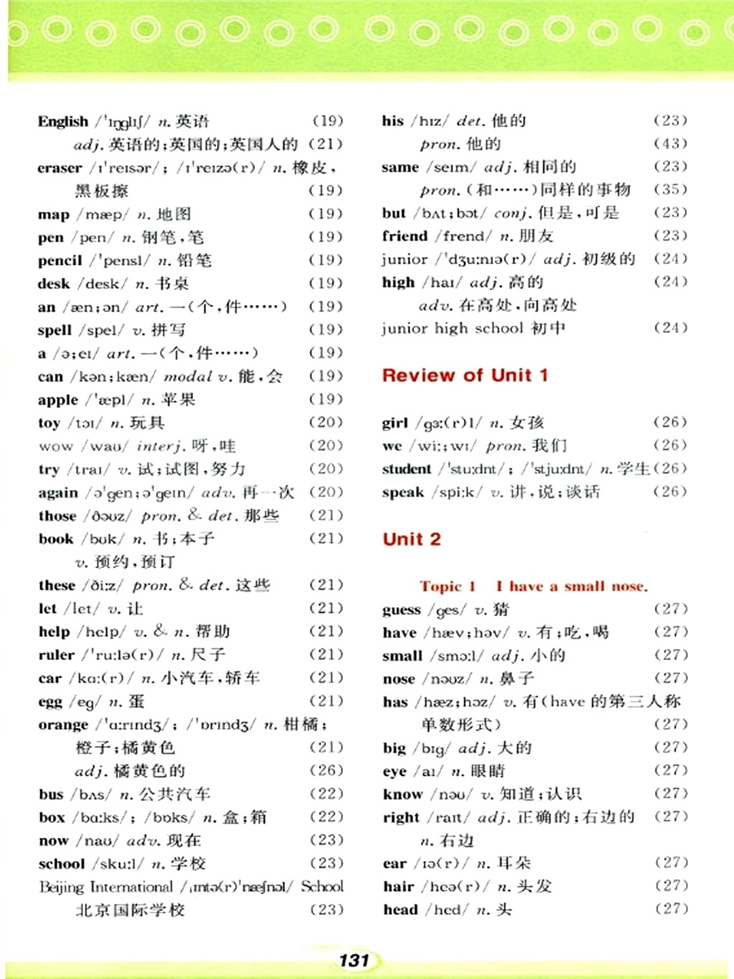 各单元词汇表(3)