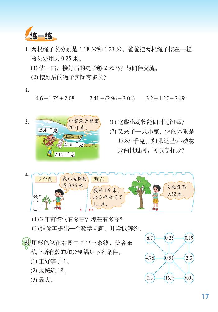 一 小数的意义和加减法(16)