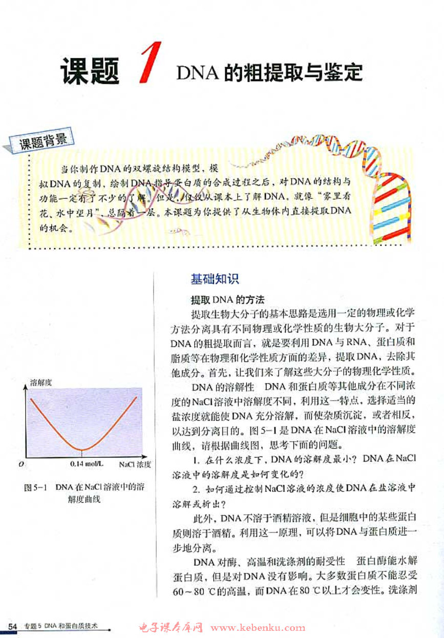 课题1 DNA的粗提取与鉴定