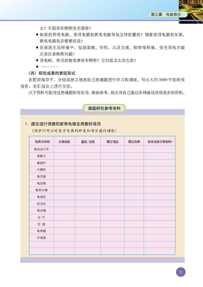 七 课题研究:电在我家中(3)