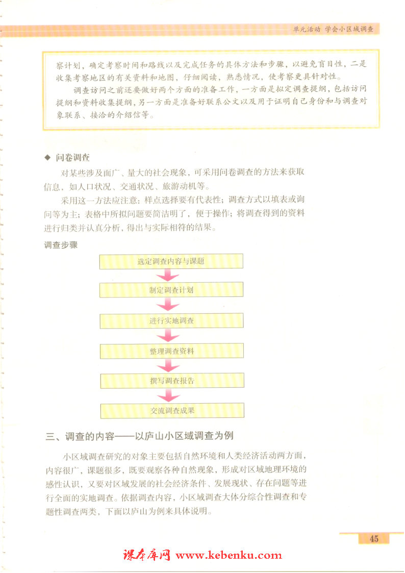 单元活动 学会小区域调查(2)