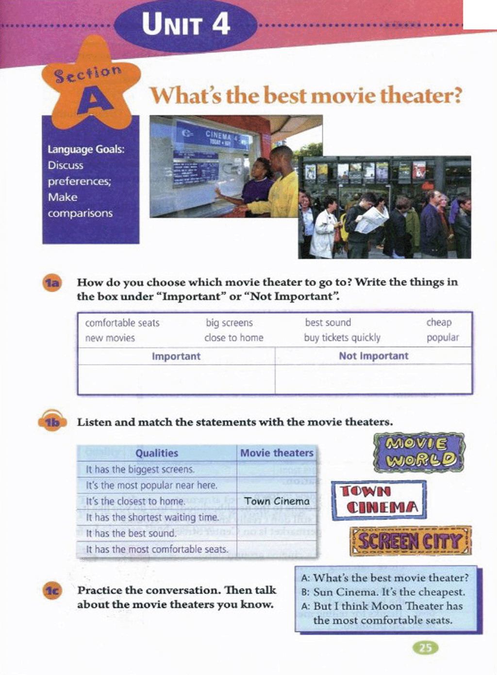 Unit 4 What's the best movie theater?