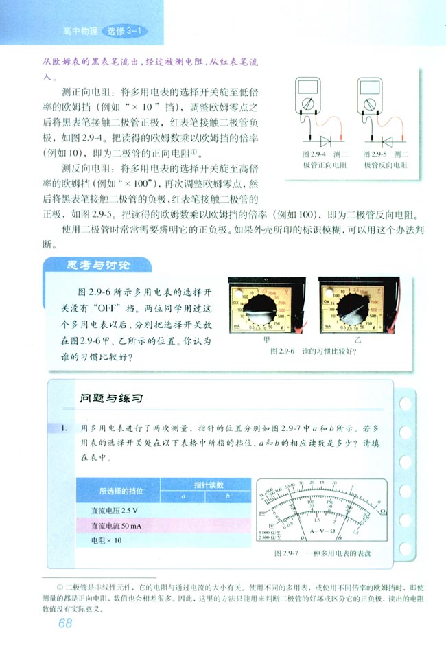 「9」. 实验:练习使用多用电表(2)