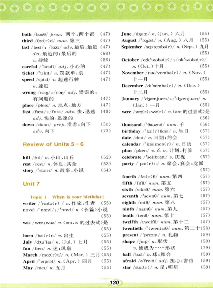 各单元词汇表(6)