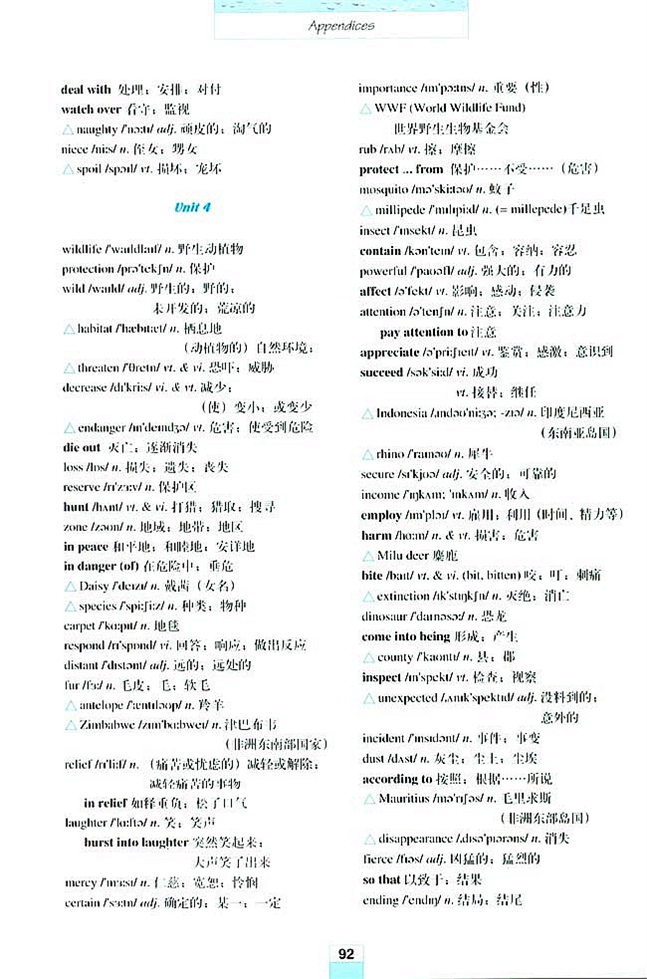 Words and expressions in each unit(各单元生词和习惯用语)(4)