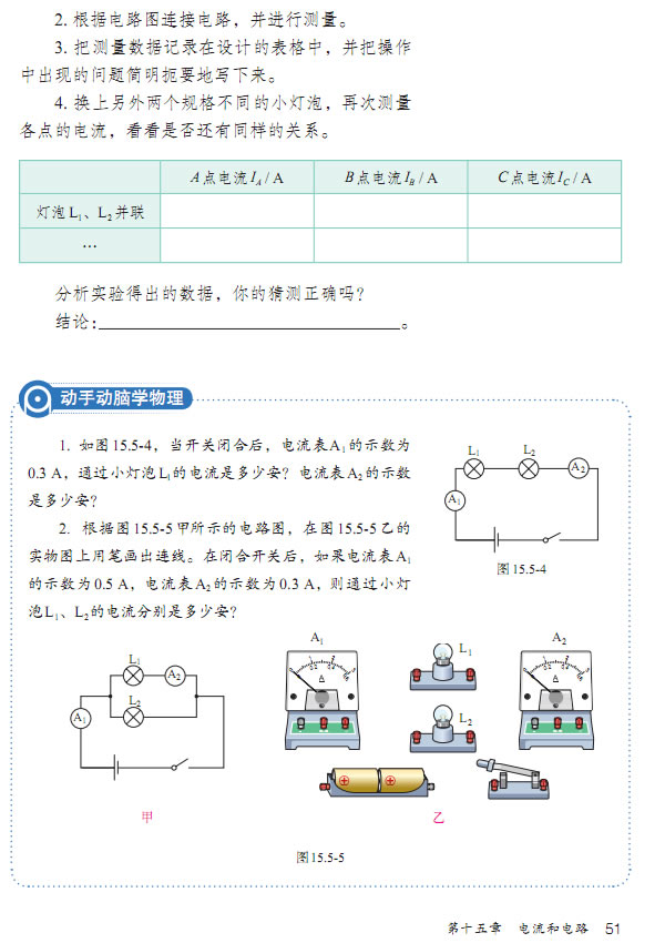 「15」.5 串、并联电路中电流的规律(3)