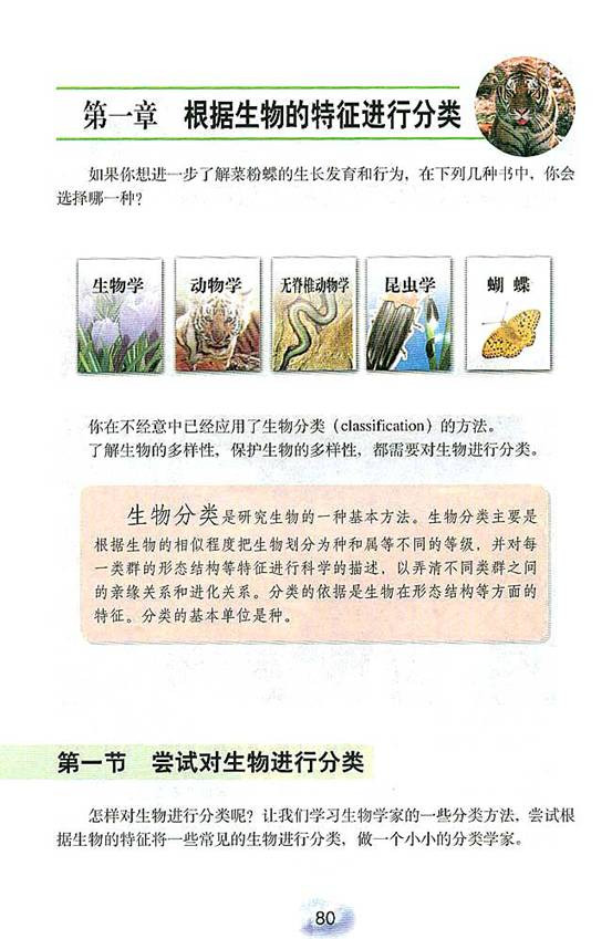 尝试对生物进行分类