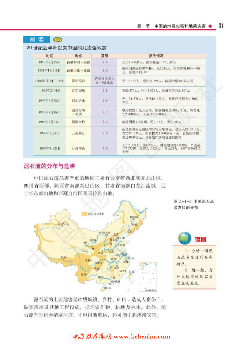 第一节 中国的地震灾害和地质灾害(2)