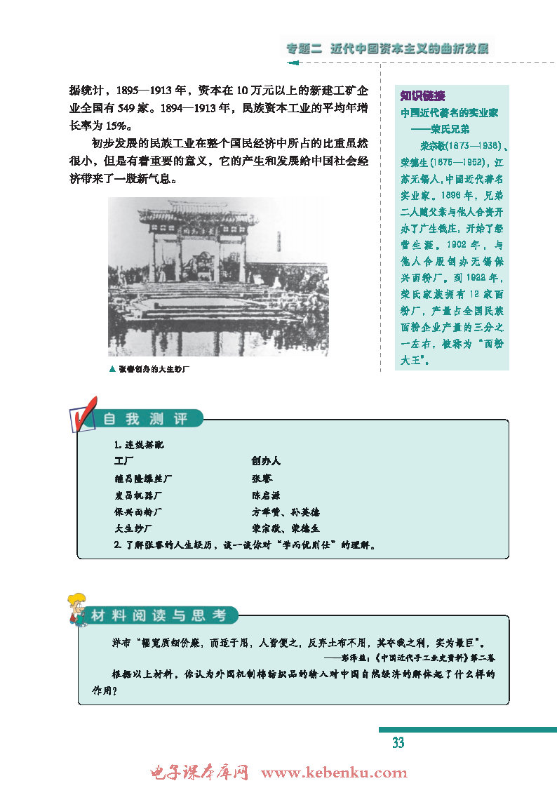 一 近代中国民族工业的兴起(4)