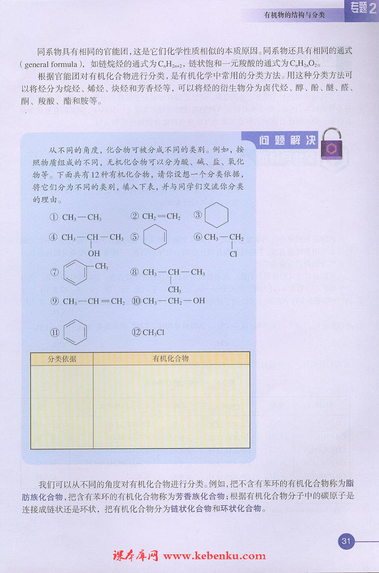 第二单元 有机化合物的分类和命名(2)