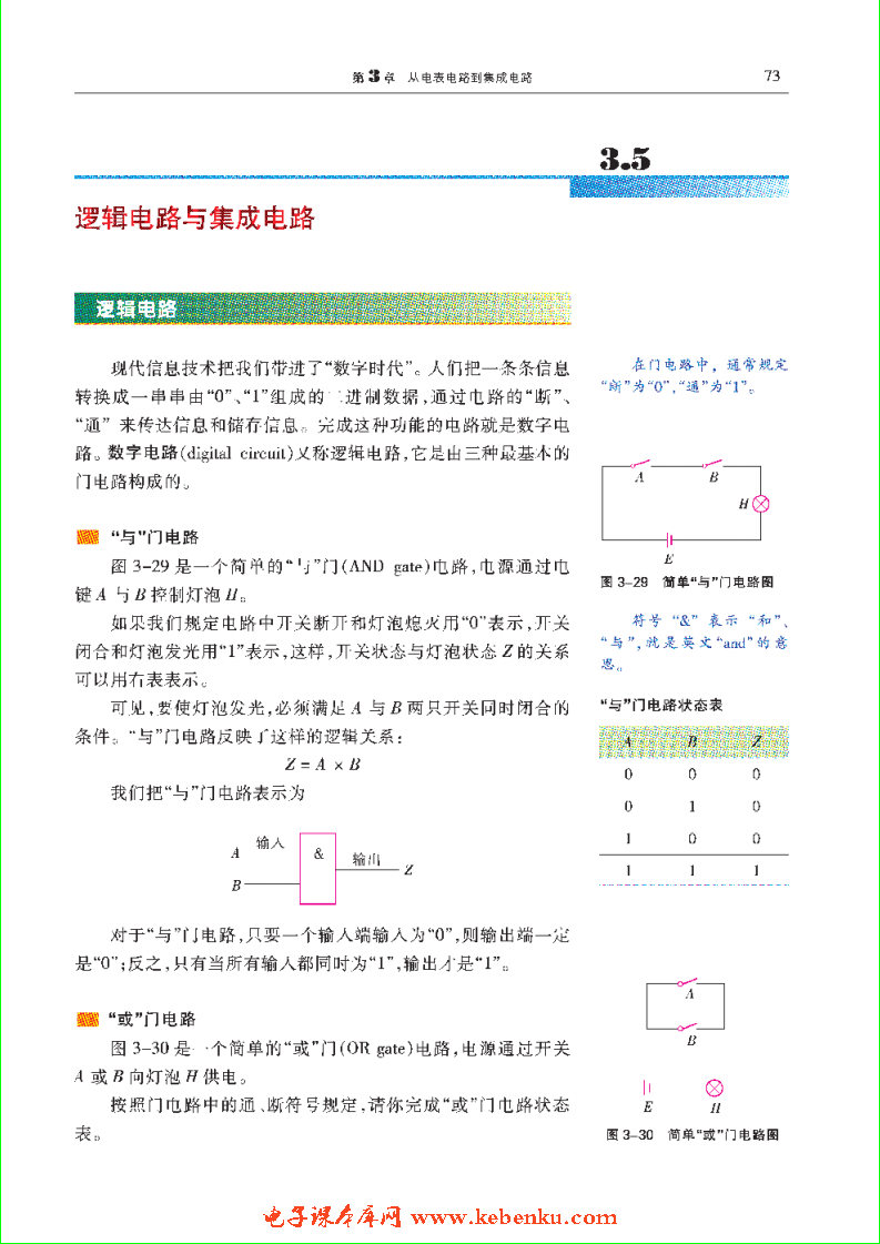 「3」.5 逻辑电路与集成电路