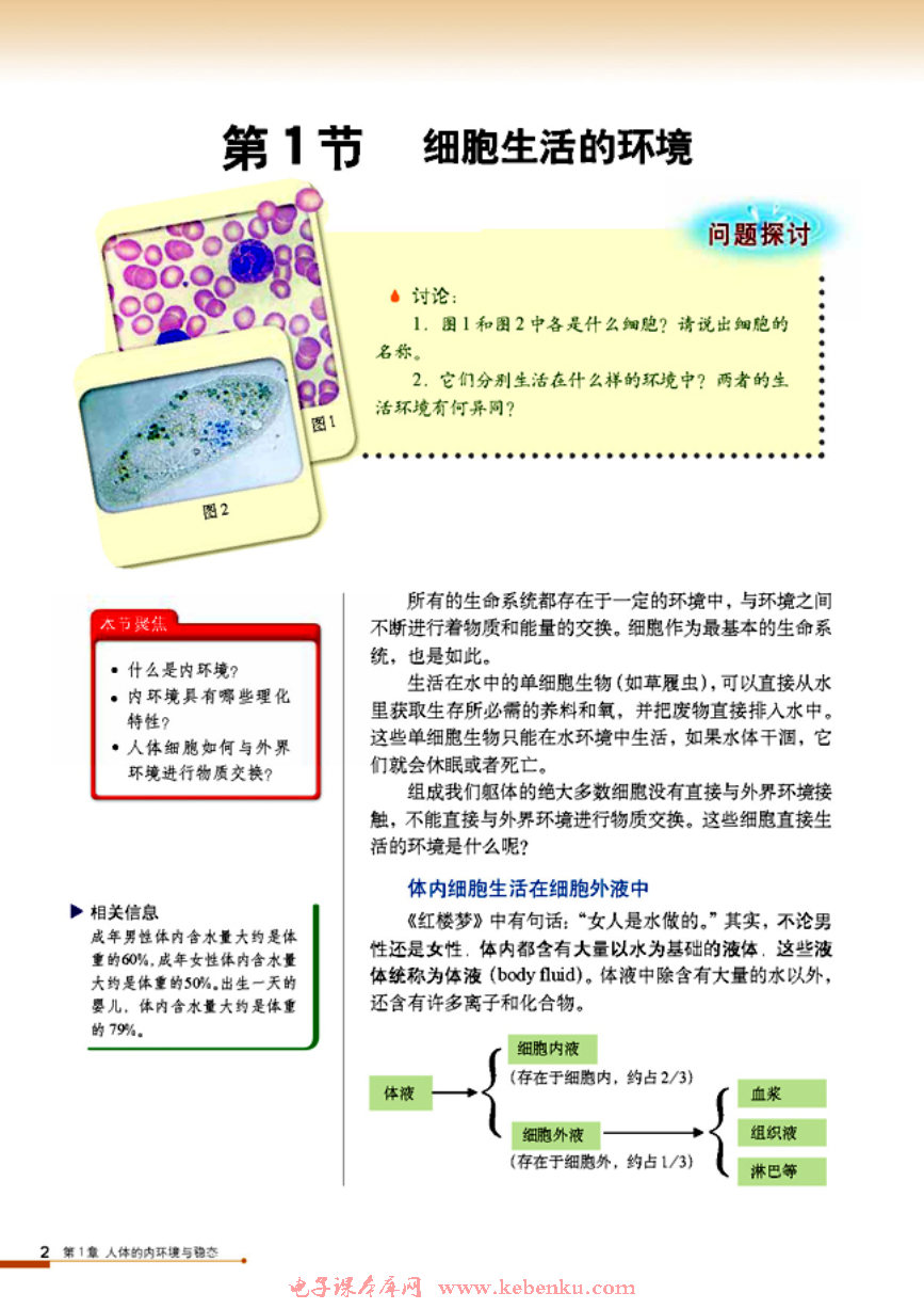 第1节 细胞生活的环境