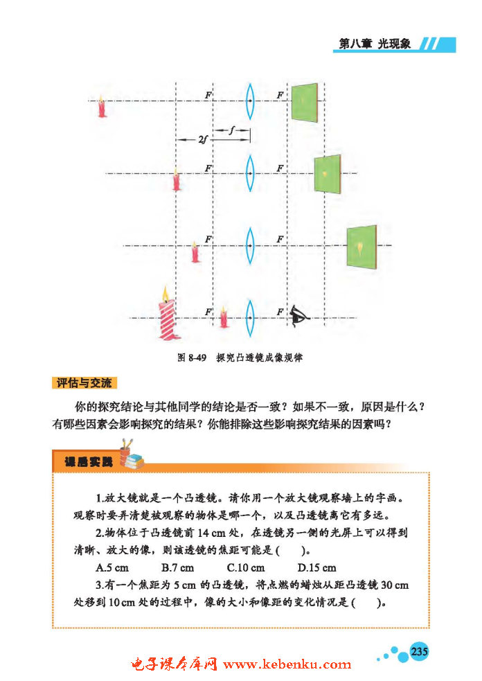 六、学生实验：探究凸透镜成像(3)