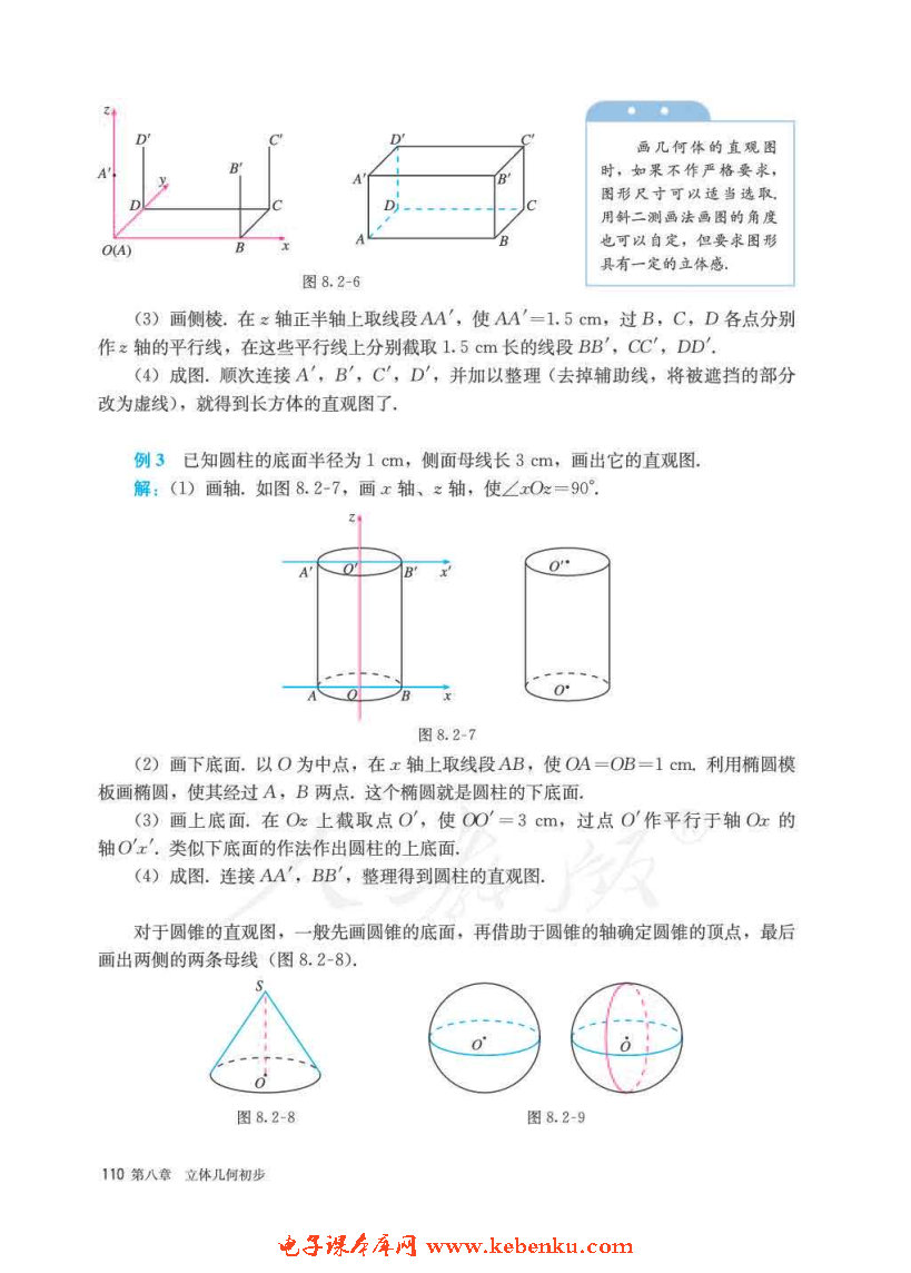 「8」.2 立体图形的直观图(4)