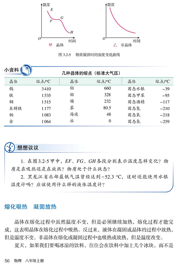 熔化吸热 凝固放热