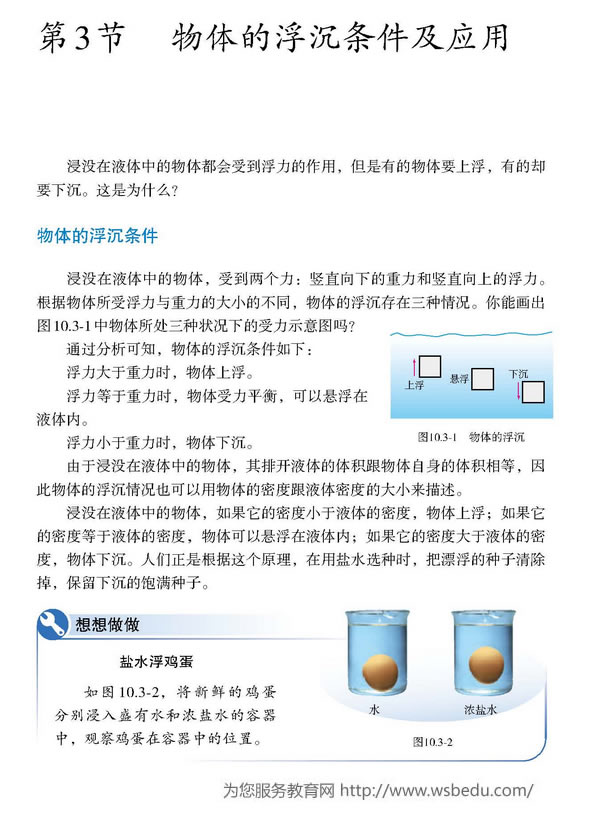 第3节 物体的浮沉条件及应用
