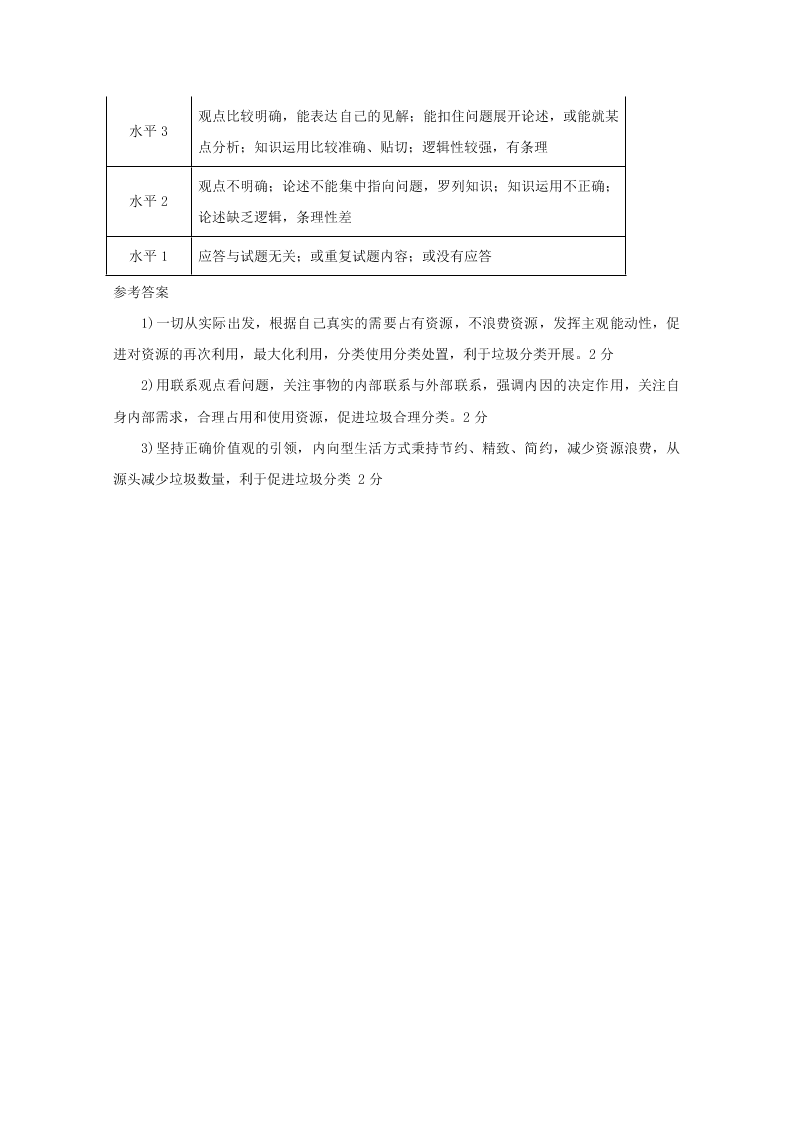 北京市延庆区2019-2020高二政治下学期期末考试试题（Word版附答案）