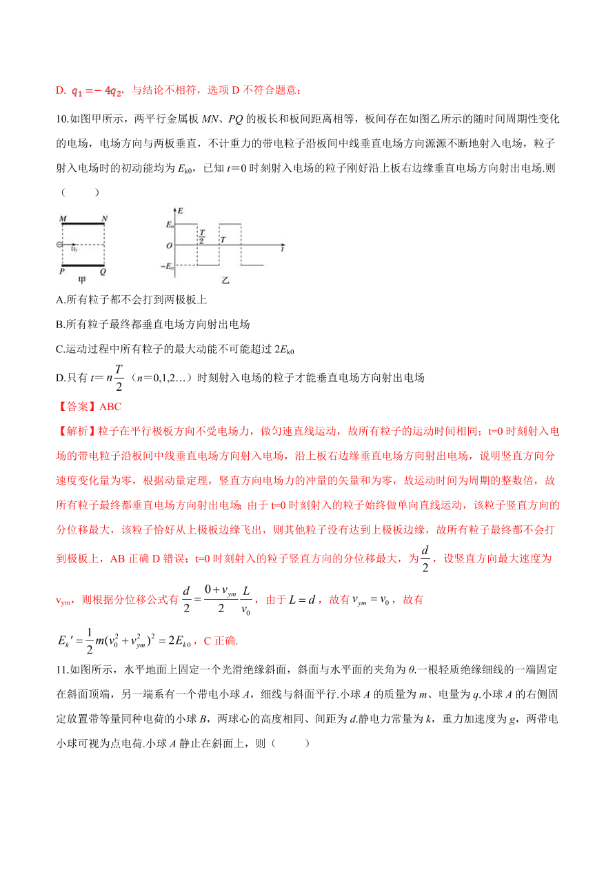 2020-2021学年高二物理单元复习测试卷第一章 静电场 （基础过关）