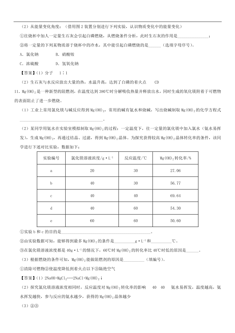 中考化学重要考点复习  燃烧与灭火练习卷