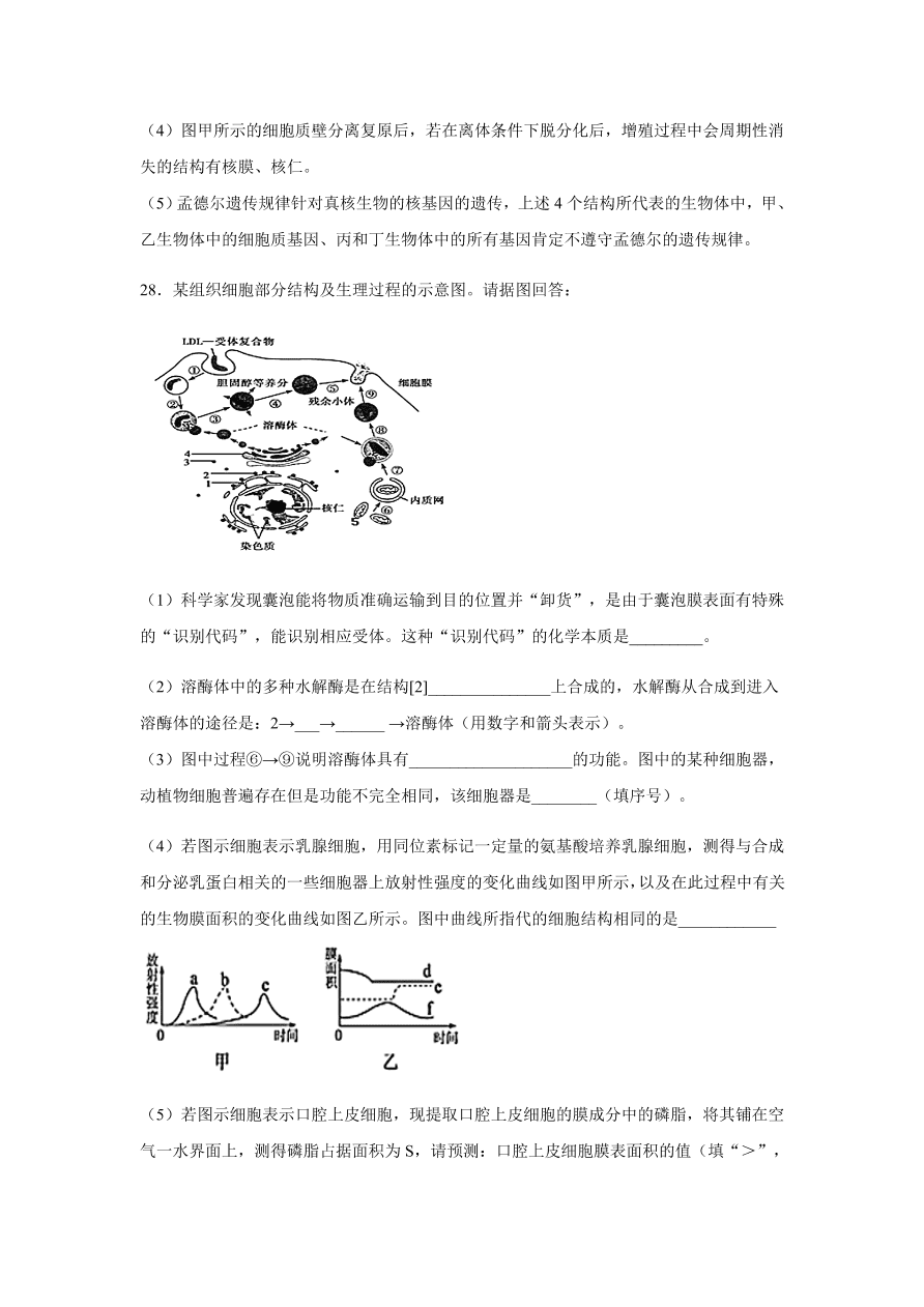 2020-2021学年高考生物精选考点突破专题02 细胞膜及细胞器、细胞核