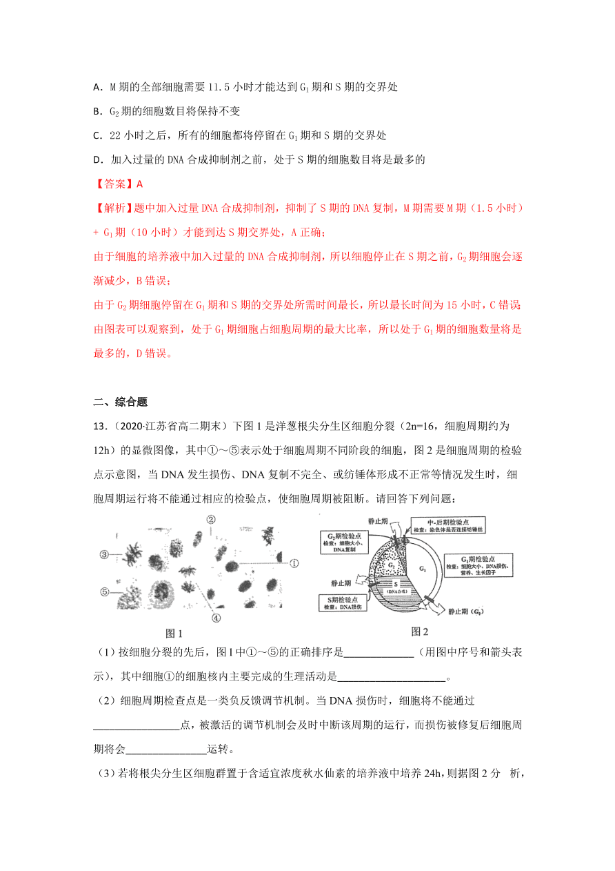 2020-2021学年高三生物一轮复习专题11 细胞的增殖（练）