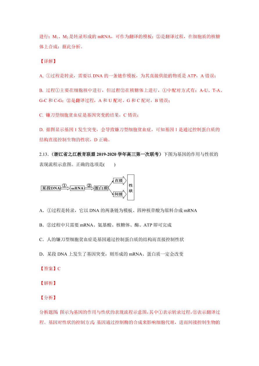 2020-2021学年高三生物一轮复习易错题06 遗传的分子基础