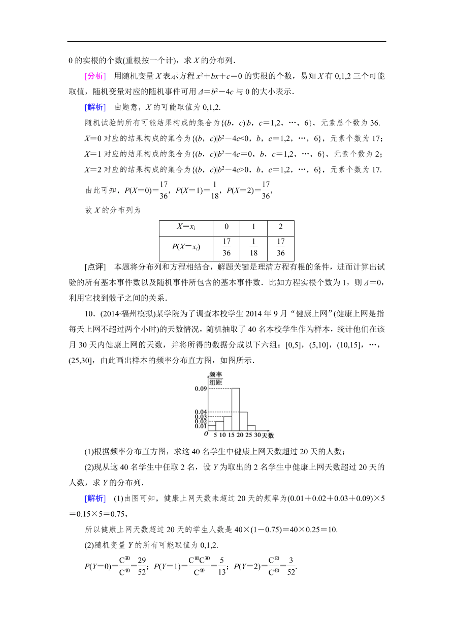 北师大版高三数学选修2-3《2.1离散型随机变量及其分布列》同步测试卷及答案