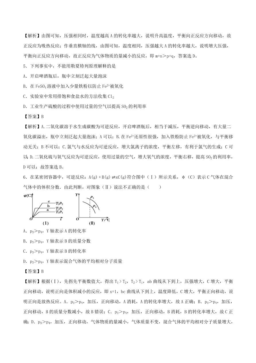 2020-2021年高考化学精选考点突破15 化学反应速率 化学平衡