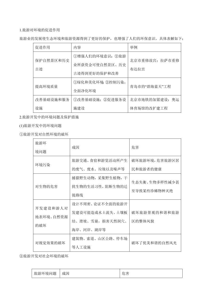 2020-2021学年高考地理一轮复习知识点专题十三 选修内容